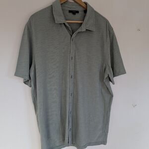 Vince Jersey Cotton Short-Sleeve Button-Down Shirt - Light Sage Green Size XL